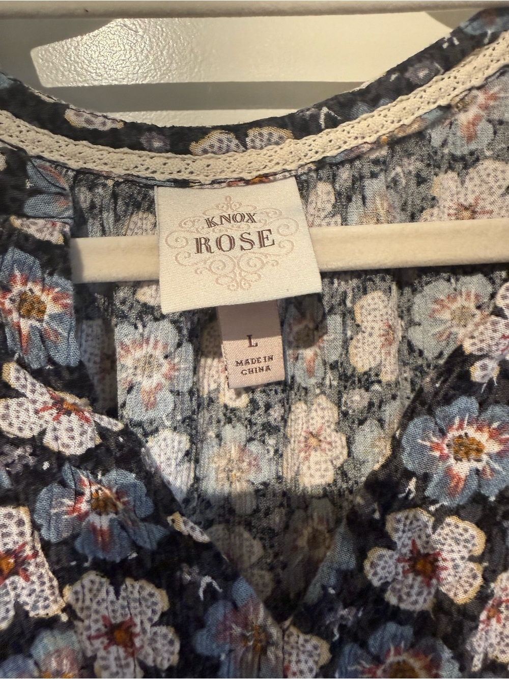 Knox Rose Navy Floral V-Neck Smocked Maxi Dress with Border Print - Picture 3 of 5